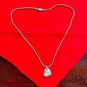 16 INCH SNAKE CHAIN WITH DIAMOND CHIP HEART PENDANT